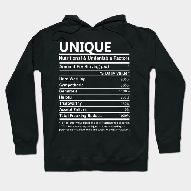 Unique Name T Shirt - Unique Nutritional and Undeniable Name Factors Gift Item Tee Hoodie by nikitak4um